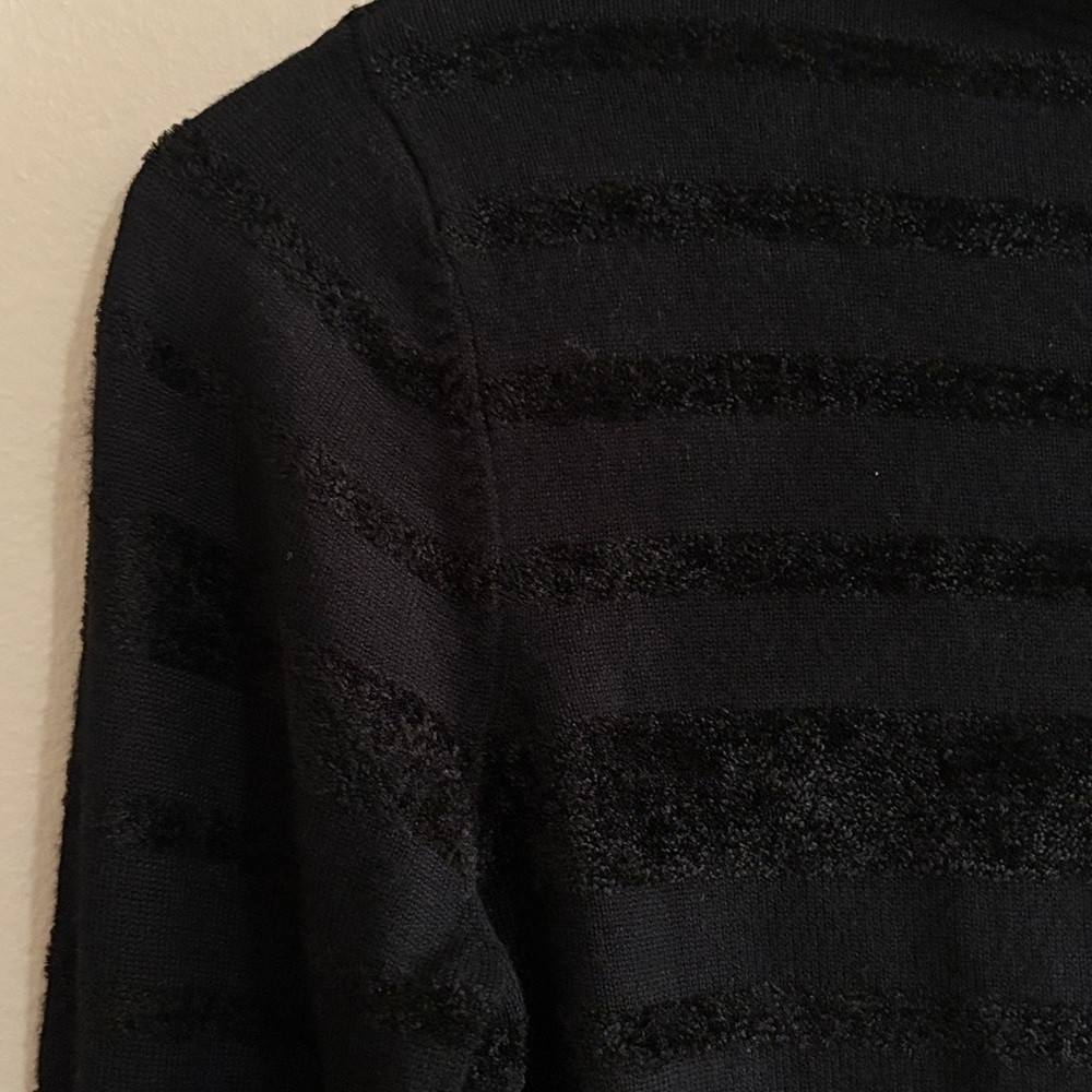 Guess Black Turtleneck Sweater with Velvet Textured Stripes - Small EUC - Picture 9 of 14